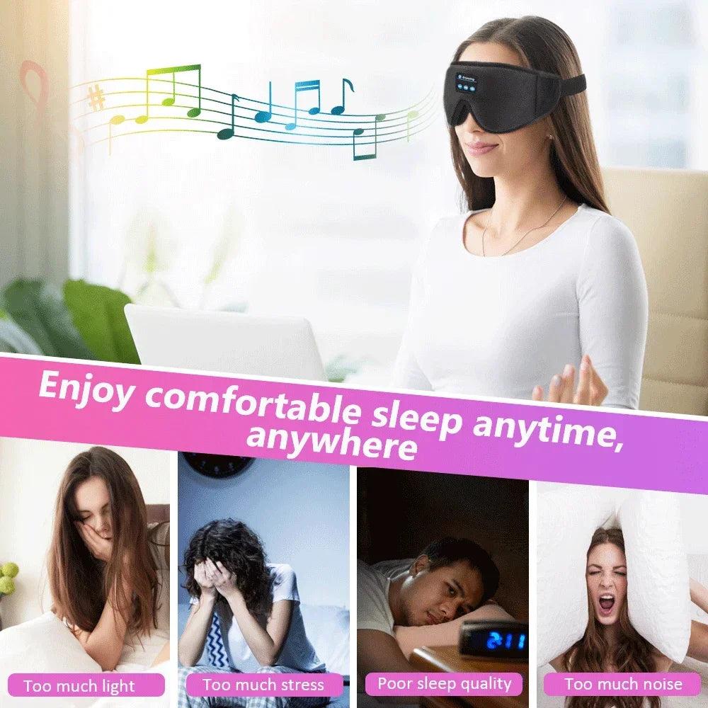 Wireless music headphone eye mask Bluetooth headset call with mic for IOS Android